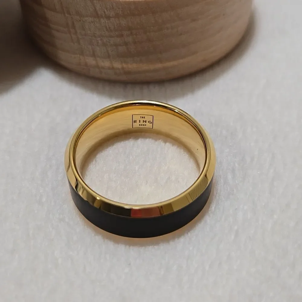 Gold and Black Tungsten Men's Ring